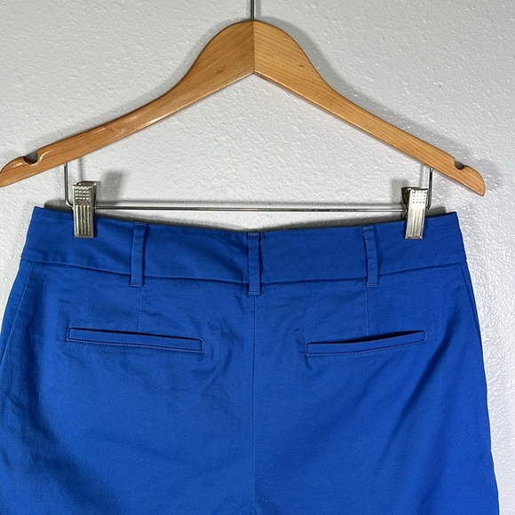 Royal Blue Scalloped tailored Hem cotton blend Shorts 6 |preppy coastal casual - Picture 4 of 11